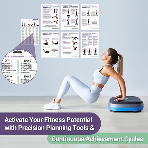 Vibration Plate Exercise Machine Poster - Portable Full-Body Workout Equipment for Home & Gym, 30-Day Training Program w/ 6 Guides & 4 Planners