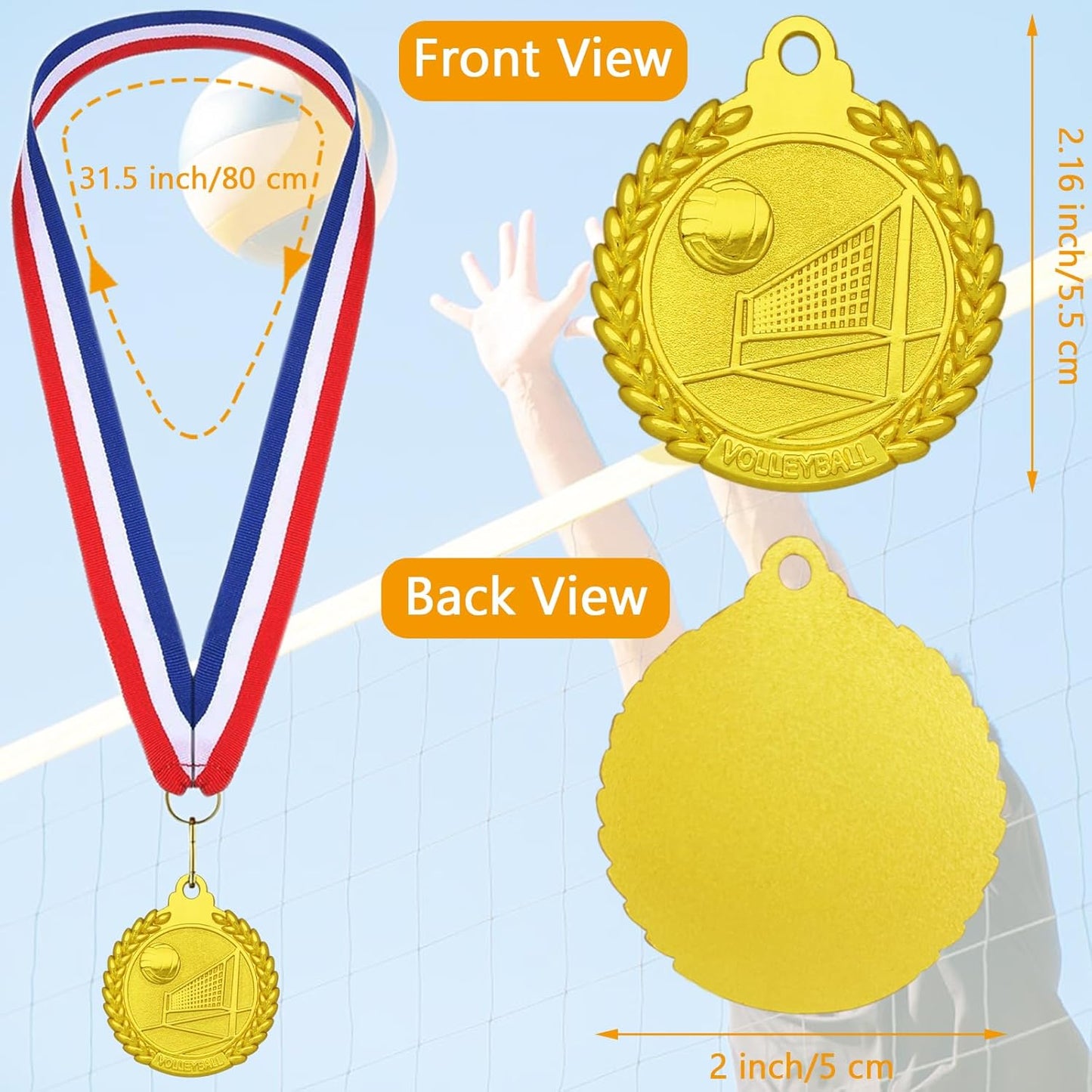 12 Pieces Gold Medals for Awards - Winner Medal Metal with Neck Ribbon Prizes for Kids, Adults, Sports Day, Spelling Bees, Competitions, Party, 2 Inches