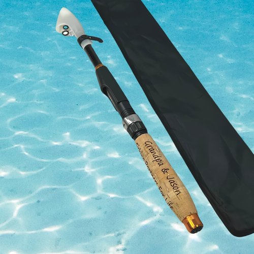Personalized Fishing Pole Gifts, Custom Engraved Fishing Rod,Compact Spinning Rod for Freshwater, Saltwate, 6ft Carbon Fiber Travel Rod (51cm)