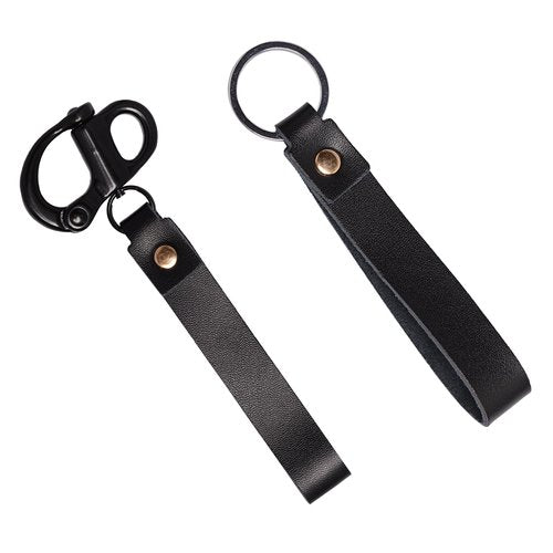 Quick Release Clip Shackle for SCBA Mask - Firefighter Accessories Tools with Leather Handle, Marine Grade 316 Stainless Steel Snap Shackle for Rigging, Sailing, Boat & Emergency Lanyards (1,Allblack)