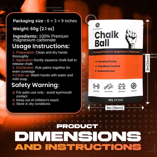 DYNAMICCOMBO Chalk Ball | Gym Chalk in Single-Pack Refillable Sock | Workout Chalk for Weightlifting, Gymnastics, Rock Climbing - 60g