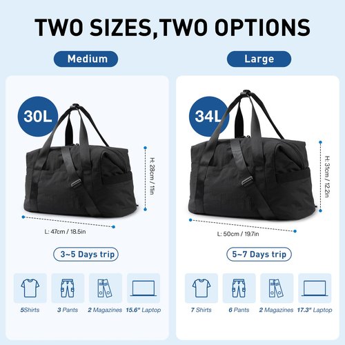 BAGSMART Gym Bag for Women, Carry on Weekender Overnight Bag, Travel Duffel Bags with Trolley Sleeve, Personal Item Travel Bag Tote Bag Workout Dance Bag(Black,Medium)