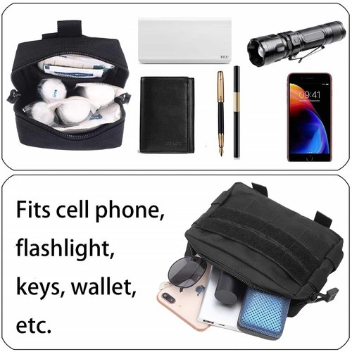 LUYEJKO 4 Pack Tactical Molle Pouches,Molle Backpack Attachments,Small Tactical Pouch for Backpack (Black)