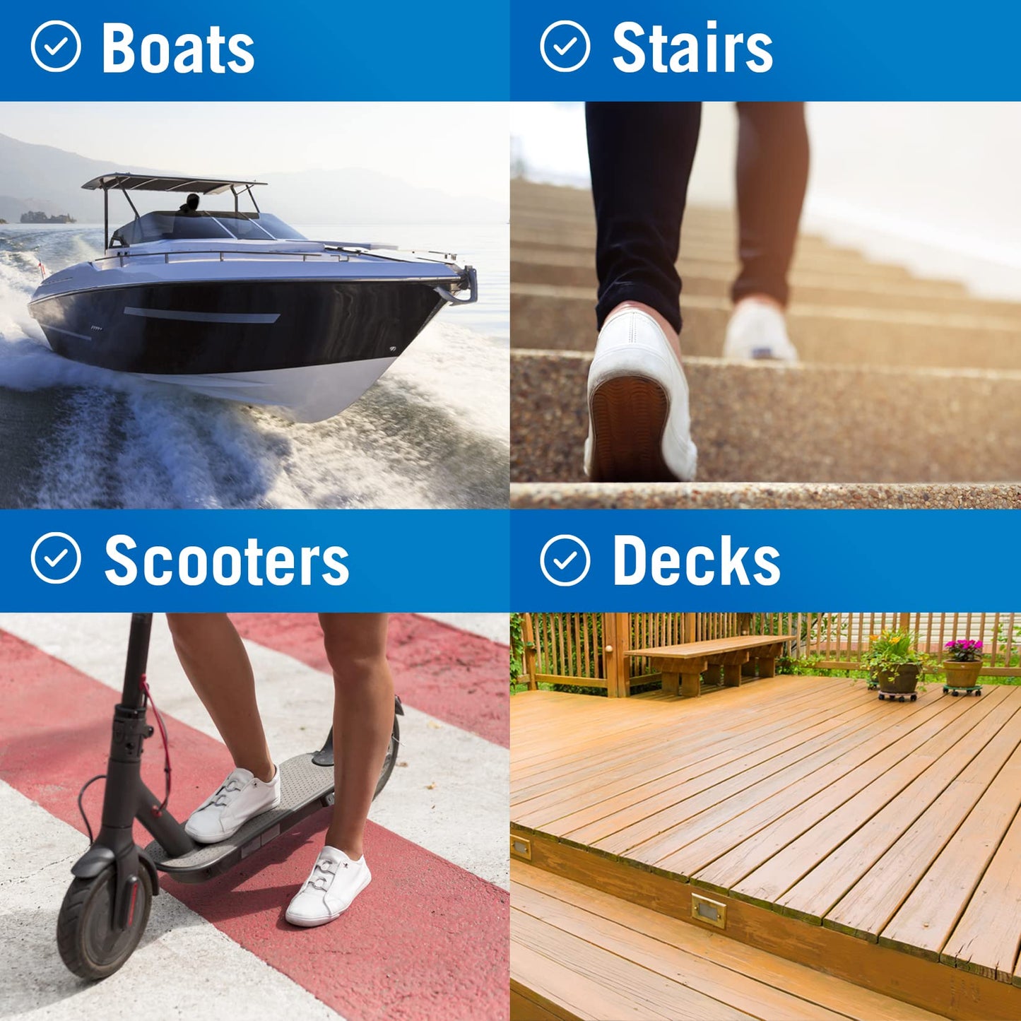 Better Boat Anti Slip Tape for Outdoor Stair Treads, Non-Skid Grip for Stairs and Steps, 4" x 40ft Roll, White Waterproof Traction, Weather-Resistant Friction Floor Tread for Dogs and Steps