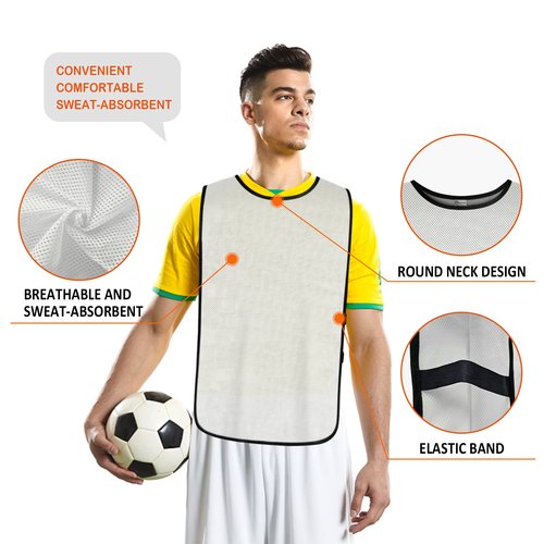 Graunton Pinnies Scrimmage Team Practice Vests Jerseys for Youth Teen & Adult for Sports Basketball, Soccer, Football, Breathable(12 Jerseys), X-Large, 6 White + 6 Black