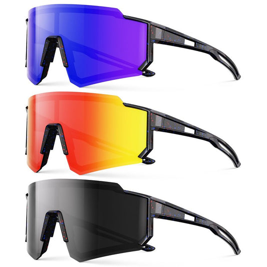 Fanshen Kids Baseball Sunglasses for Boys Girls Ages 3-12, Sports Polarized Youth Baseball Softball Sunglasses UV Protection (Bright Black/Ice Blue)