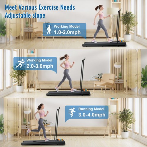 RIVANO Under Desk Walking Pad, Treadmill with Handles, Walking Pad Treadmill Compact & Portable with Remote Control, Quiet Adjustable Portable Speed Jogging Smart Mat Work for Home Office, Orange