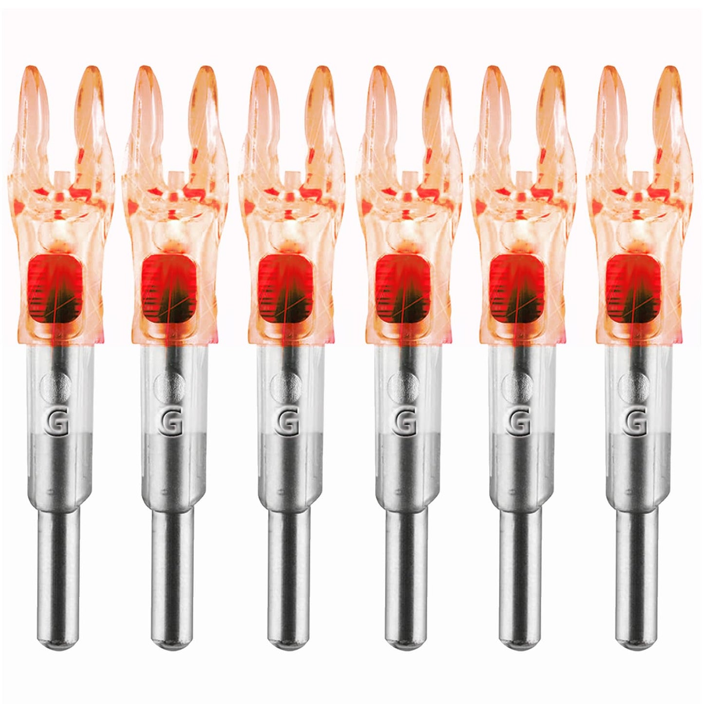 KEAUP G Lighted Nocks 6 PCS with X Bushing for Arrows with .165.204 Inside Diameter with ON/Off Switch LED Nocks Archery Nocks (Red)