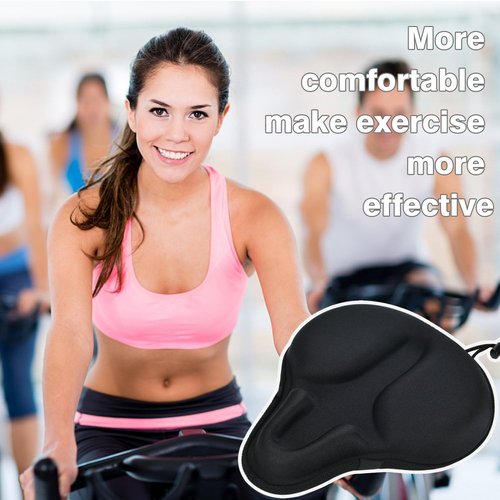 DAWAY C6 Large Comfortable Exercise Bike Seat Cover - Wide Soft Foam & Gel Padded Bicycle Saddle Cushion for Women Men Seniors, Fits for Peloton, Stationary, Cruiser Bikes, Indoor Outdoor Cycling