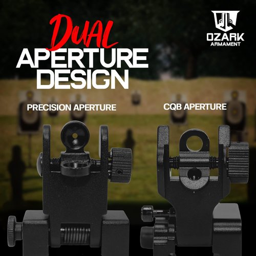 OZARK ARMAMENT Flip Up Iron Sights - BUIS Flip Up Sights Rail Mount Iron Sights - Front and Rear Flip Up Sight Set
