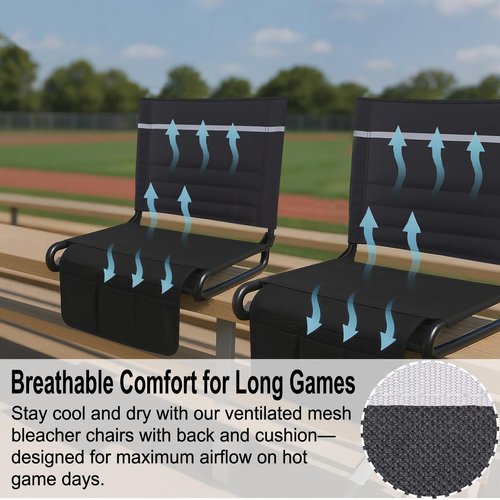 Dodometrek Stadium Seats with Back Support, Portable Folding Bleacher Seat, 400lb Capacity, 2pcs.