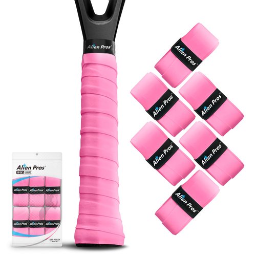 ALIEN PROS New Model M-Tac Tennis Racket Grip Tape (6 Grips) Tennis Overgrip Grip Tape Tennis Racket Tac Feel Tennis Grip – Wrap Your Racquet for High Performance (6 Grips) (Neon Pink)