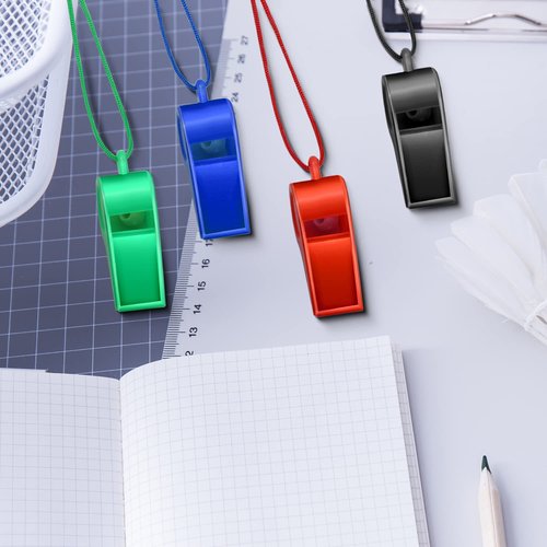 Arbootjin Whistle,4 Pack Plastic Whistles Emergency Whistles Sports Whistles with Lanyard Loud Crisp Sound Coach Whistle Great for Coaches, Referees,and Officials (4 Colors)