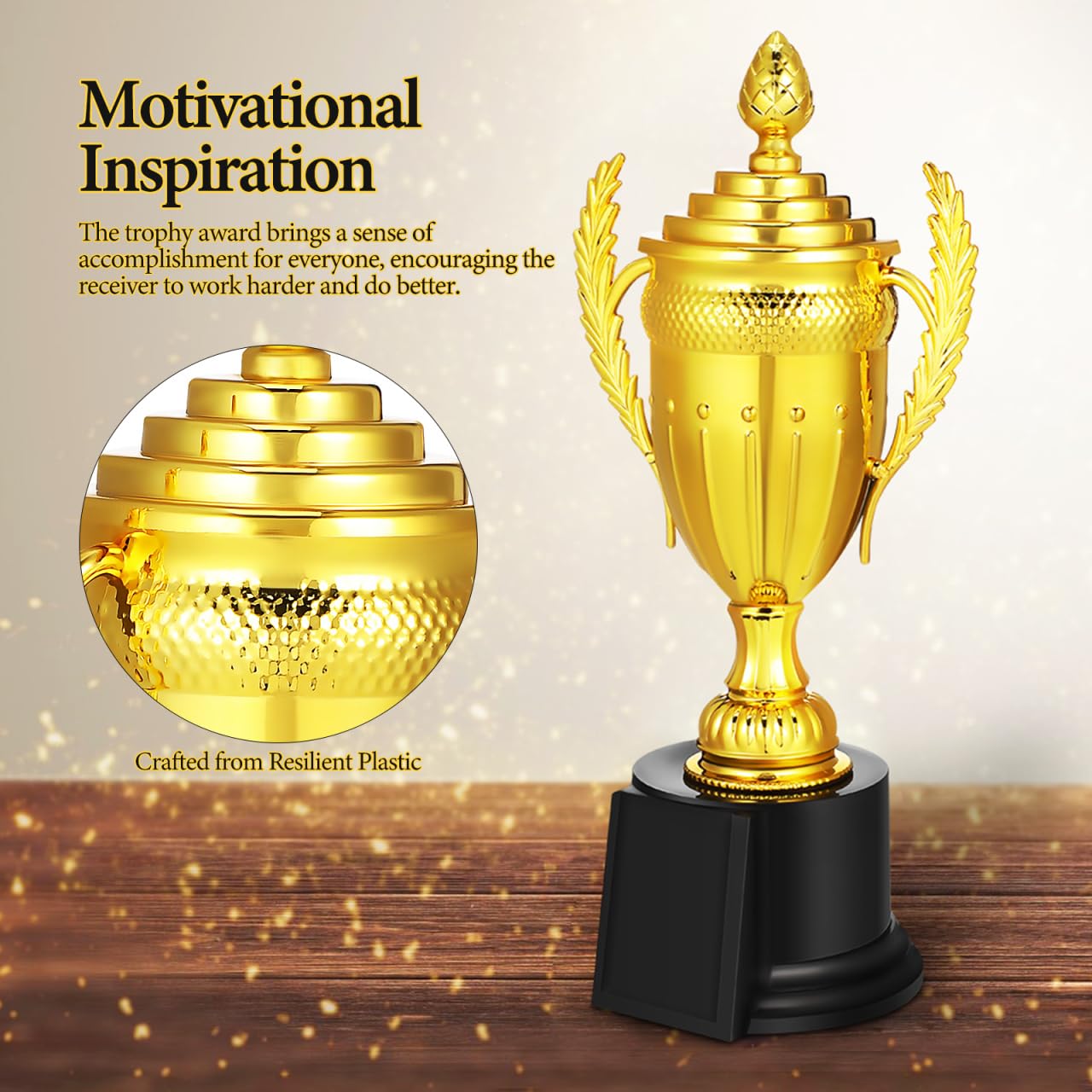 NOLITOY Large Gold Trophy Cup with Lid, 10.6 Inch Award Trophy for Soccer Football Sports Competitions, Office Decorations, and Outdoor Activities