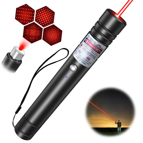 LETEAPII Red Light Flashlight, Long Distance USB Rechargeable Tactical Beam with Star Cap Adjustable Effect for Outdoor Journeys, Presentations, TV/LED/LCD Screens, and Stargazing