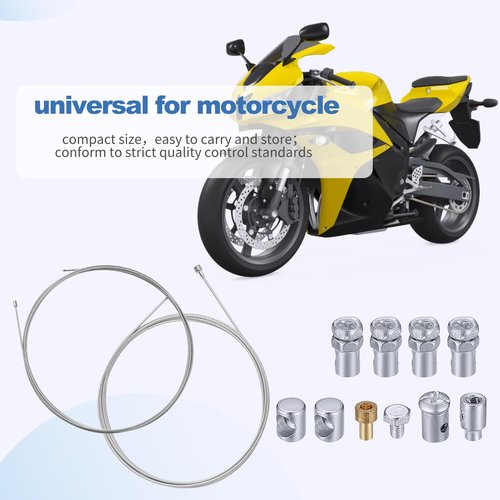 Universal Motorcycle Emergency Throttle Clutch Brake Cable Repair Kit, Road Bike Brake Shifter Cable, Bicycle Gear Cable Wire Kit Inner Replacement Set for Motorcycle Road Mountain Bike, silver