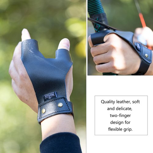Prespollw Archery Left Hand Protector Durable Cowhide Shooting Guard Glove for Protection (Black)