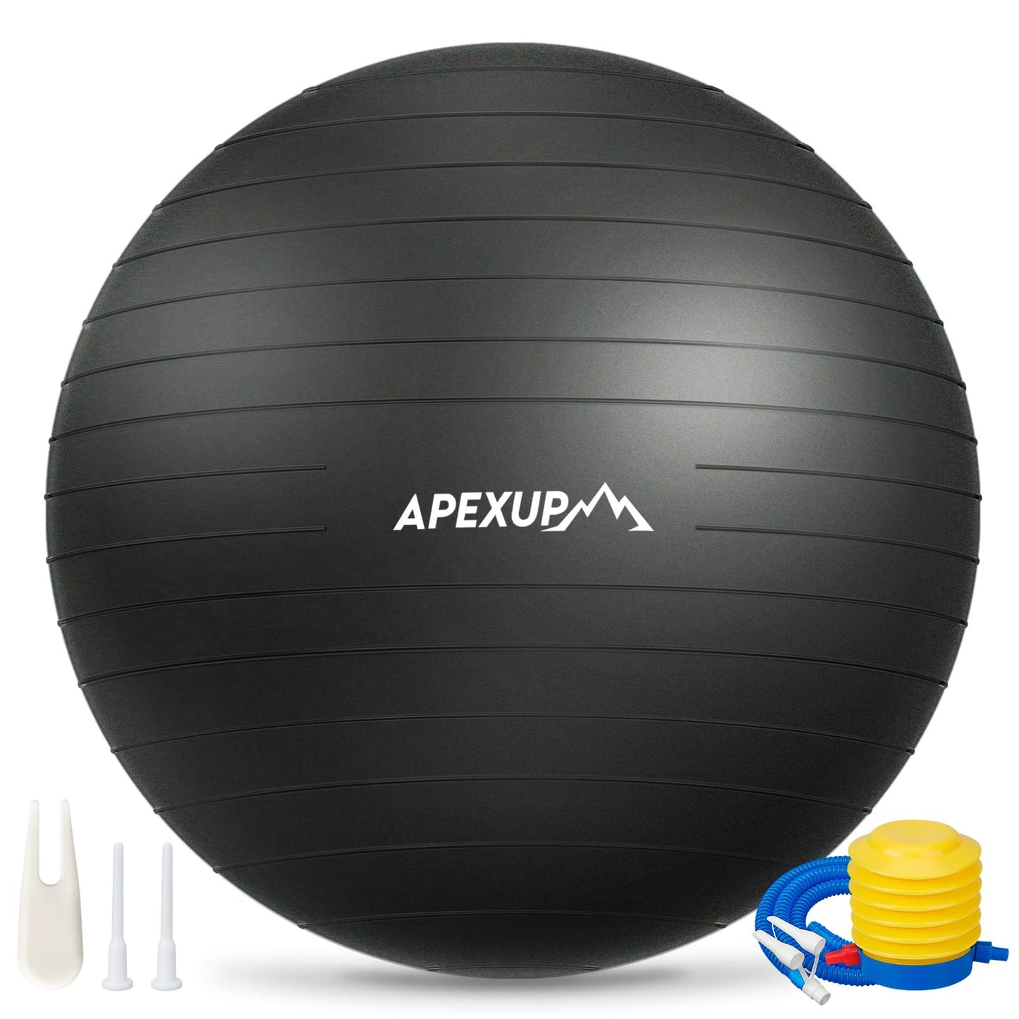APEXUP Yoga Ball, 660 lbs Anti-Burst Exercise Ball with Pump, 5 Sizes (M (19"~22'') 55cm, Black)