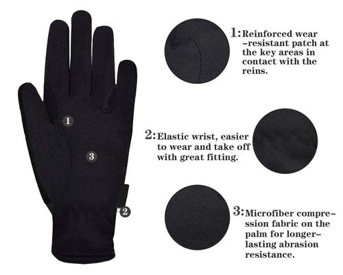 ChinFun Horse Riding Glove Equestrian Gloves Kids for Boys Girls Horseback Riding Gloves Grip for Youth Children Riding Sports Biking Cycling Gardening Black Size L