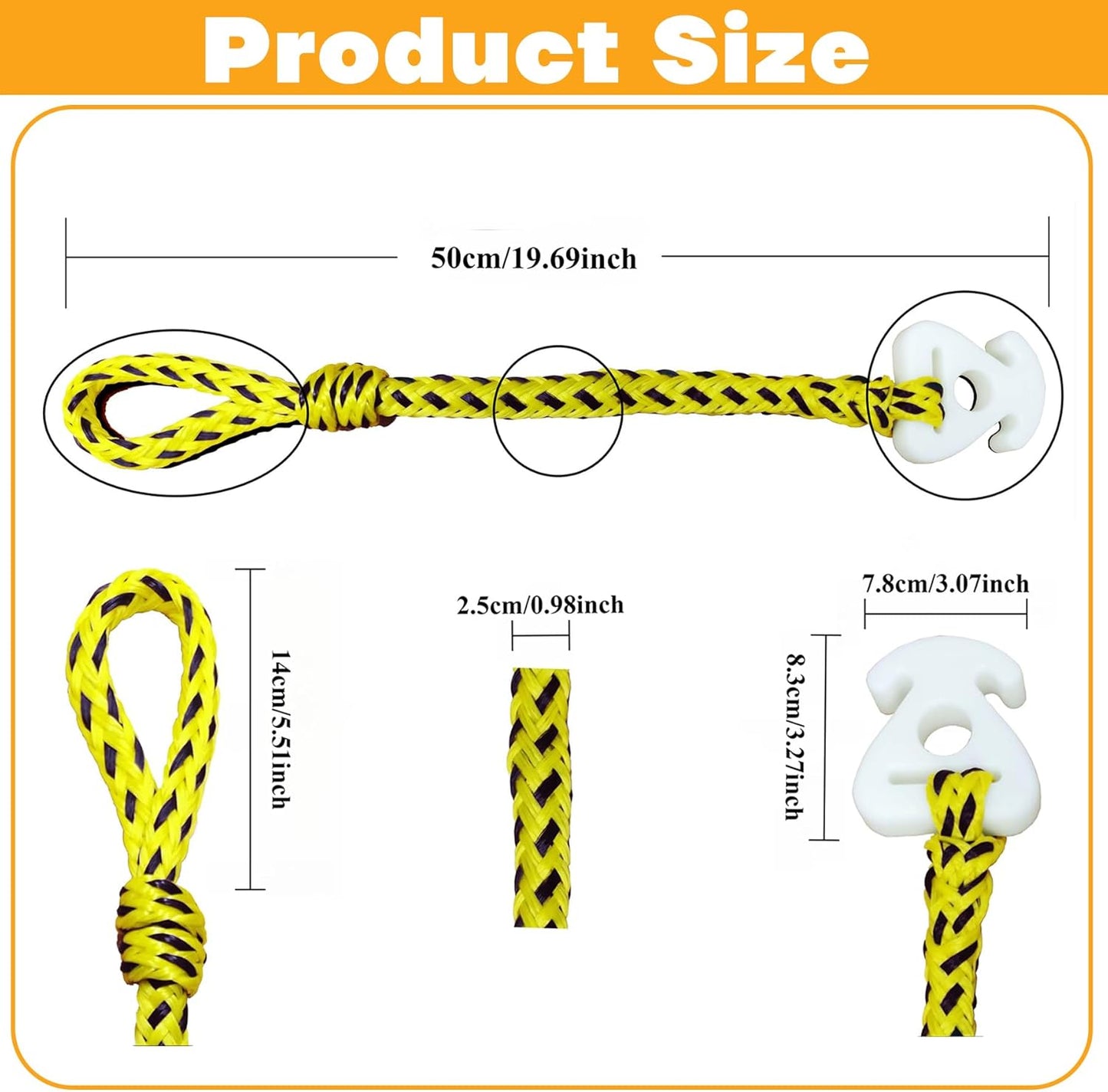 2PCS Boat Towable Tube Rope Quick Connector,Tow Rope for Tubing Connector, Water Towable Connector for Water Skiing, Boating, Wake Boarding with Seadoo, Jet Ski, Waverunner