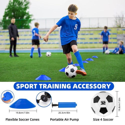 HAFHAF Soccer Goals, 4x3 ft Portable Kid Soccer Goals for Backyard with Ball, Ladder, and Cones Pop Up Soccer Net Soccer Set for Kids Age Youth and Toddler Games, Sports Outdoor Indoor