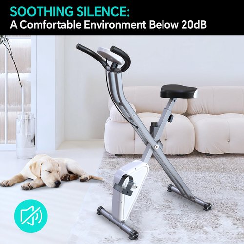 LINBOLUSA Portable Exercise Bike, Lightweight Stationary Bikes for Home Workout, Foldable Indoor Cycling Bike for Seniors, 240LB Capacity, Stepless Control Friction Resistance