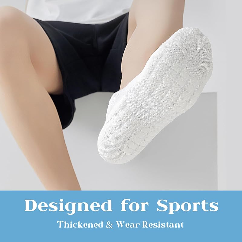 Ferriya 6 Pairs Breathable Mesh Ankle Socks with Arch Support - Black, Medium