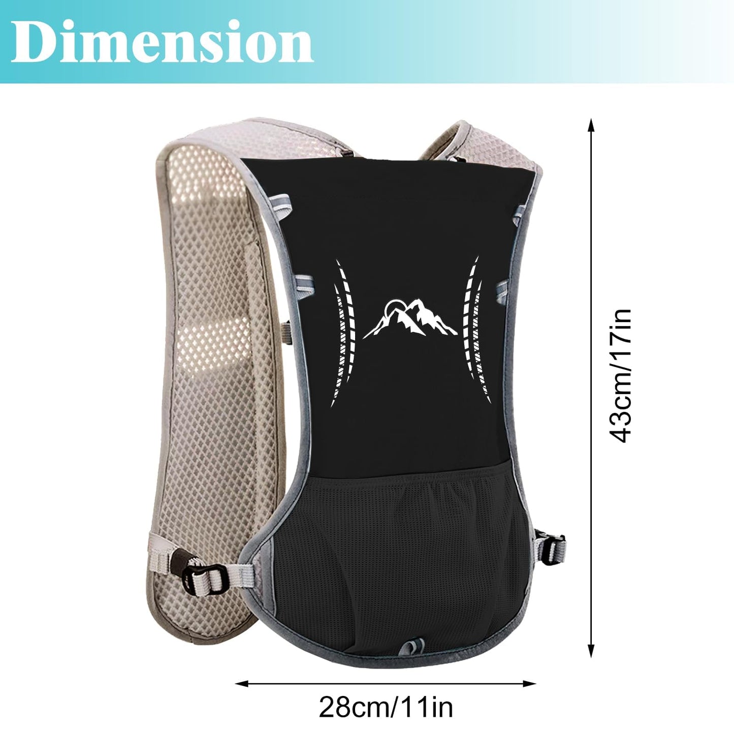 Hydration Vest Pack Backpack, Running Vest for Women Men, Adjustable Chest Straps Running Hydration Vest with 500ml Soft Flask, Vest for Trail Hiking