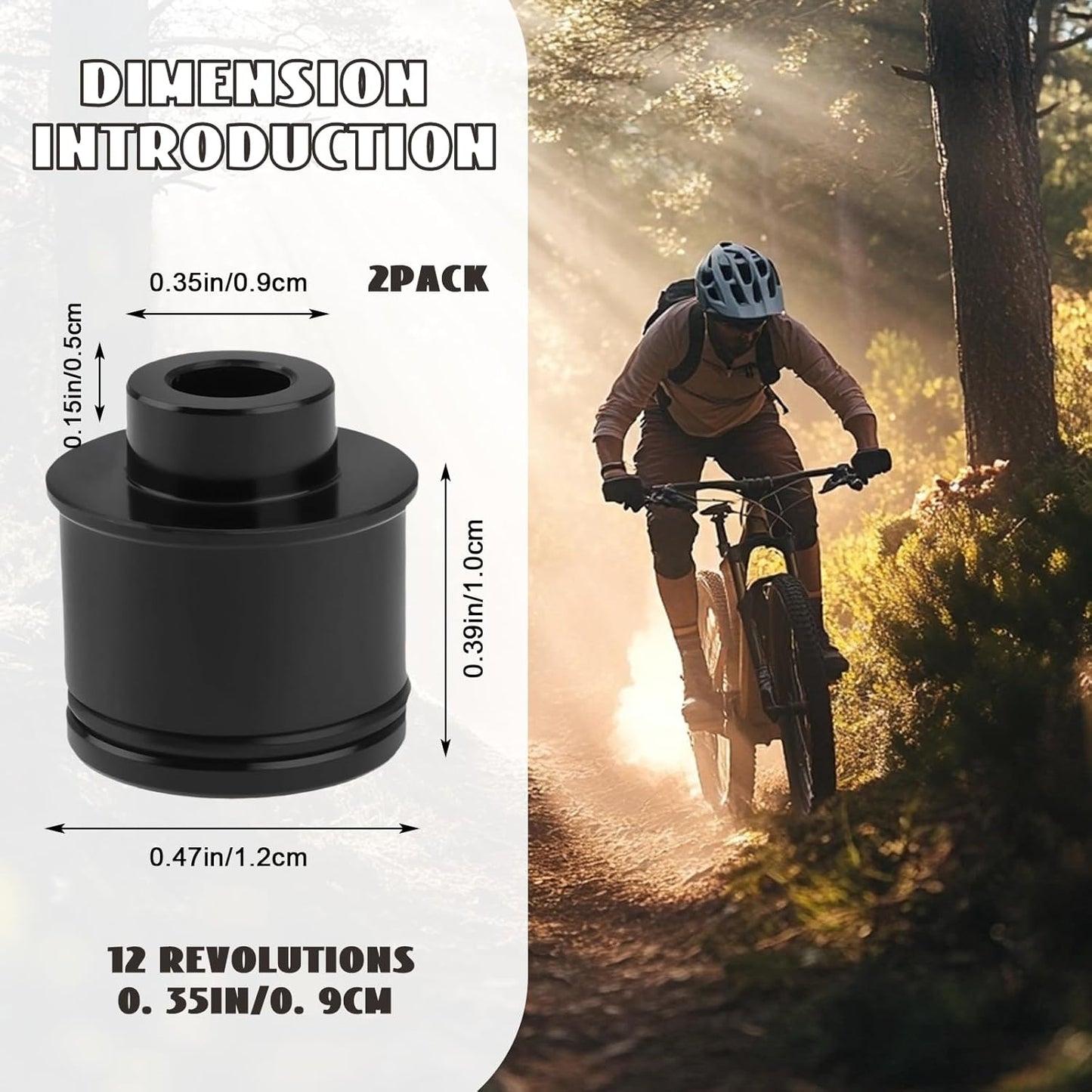 2 Pack Mountain Bike Hub Adapter, Quick Release Hub Converter Adapter, 12/15mm to 9mm Thru Axle Quick Release for Mountain Road Bicycle Cycling Wheel