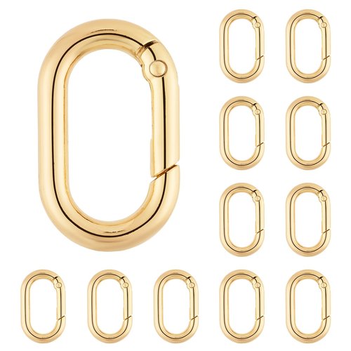 DEVPSISR 12Pack 1 Inch Small Carabiner Spring Hooks Metal Oval Clip for Purse Keychain Replacement,Climbing Hiking, Wallet,Car Key Rings(Gold)