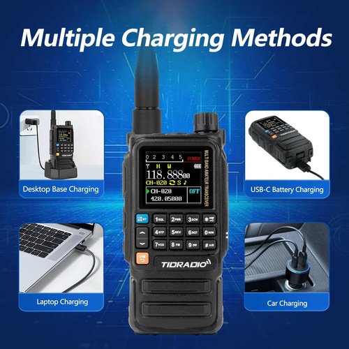 TIDRADIO TD-H3 Plus GMRS Handheld Radio Long Range Walkie Talkies USB-C Charging & Wireless Programming Multi-band Rechargeable Two Way Radios 2500mAh Battery NOAA Weather Radio Frequency Copy -2 Pack