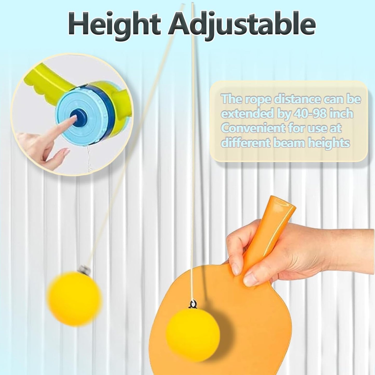 2025 New Door Pong Game, Adjustable ping Pong Doorway Game, Hanging Table Tennis Trainer Portable Set with 2 Pcs Racket & 6 Pcs Balls, Portable Door Frame Ping Pong Exerciser for Indoor Fun