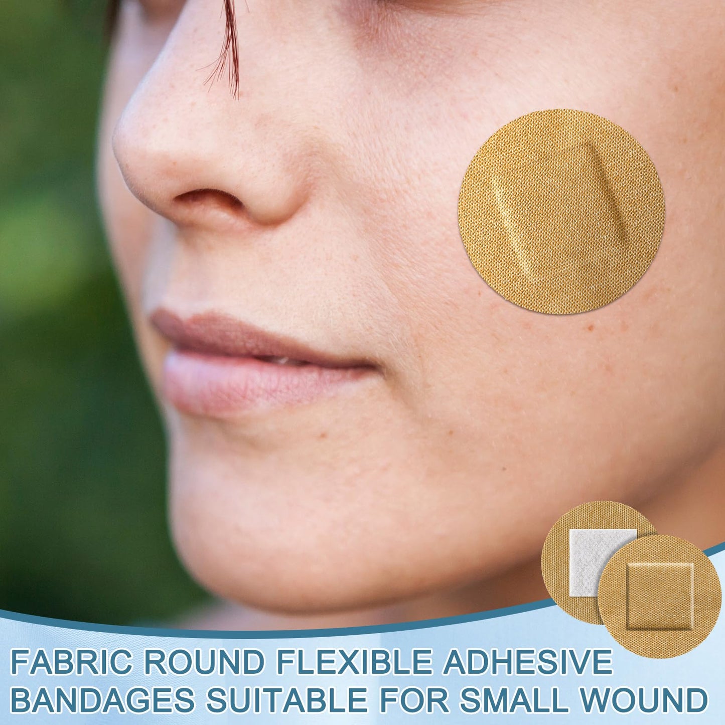 Funtery 200 Pcs 1.5 Inch Round Spot Adhesive Bandage Fabric Adhesive Small Face Bandages with Non Stick Pad Latex Free for Skin Wound Care