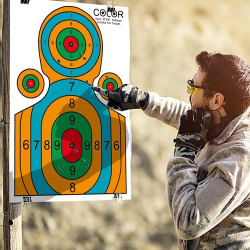 Meruzy 12x18 Inch High-Visibility Shooting Targets - 15 Pack Paper Silhouette for Precision Training, Handguns, BB Guns, and Airsoft (Indoor & Outdoor Use)