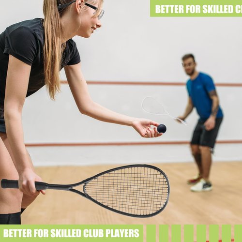 Seenelling Beginner Squash Racquet Set Includes 2 Squash Racquets with Racket Bags, 2 Anti Fog Goggles with Cases, and 2 Blue Dot Ball for Beginners, Training, and Recreational Play