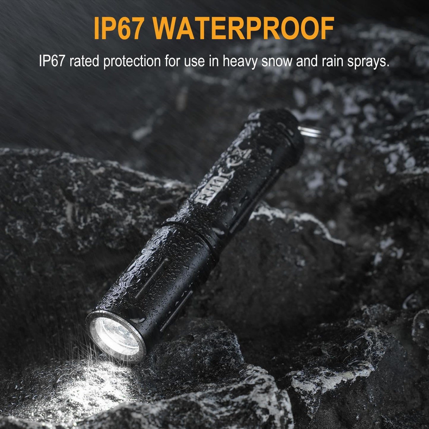BORUIT RJ11 Small Keychain Flashlight, Mini Compack EDC Flashlights AAA Battery Powered, Single Model Lightweight Pocket Led Light for Home Travel Emergency Walking