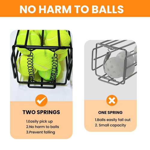 Pickleball&Tennis Ball Hoppers, Tennis Ball Hopper basket for Picking and Storage,, Sturdy Lightweight Structure Tennis Pick-up Can Accommodate 16 Pickleballs or 24 Tennis Balls(no assembly required)