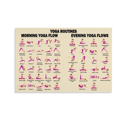 FOLIUMK Yoga Poses Poster Yoga Beginner Workout Chart Home Fitness Decor12x18inch(30x45cm)