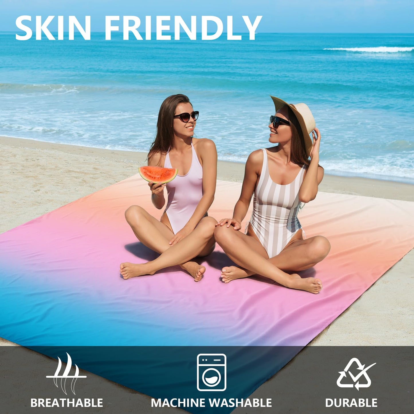 AISPARKY Beach Blanket Waterproof Sandproof Extra Large, Oversized Beach Mat, Quick Drying&Compact&Lightweight, Picnic Blankets Vacation Essentials for Outdoor Beach Camping (79" X 83" (4 Person))