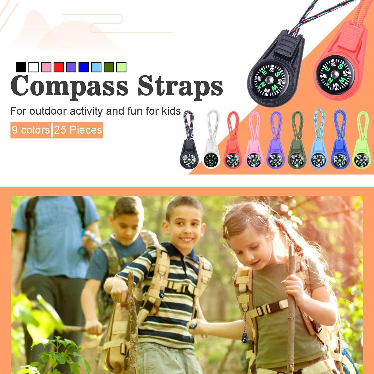 25 Pack Compass for Kids Bulk,Childrens Mini Compasses for Classroom,Boy Scout Compass Party Favor Pocket,Hiking and Survival