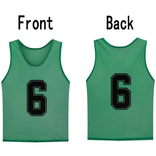 SHIJIXING 12 Packï¼?-12ï¼?Numbered Pinnies/Soccer Training Bibs/Basketball Jerseys for Kids,Youth and Adults (XL, 1-12 Grass Green)