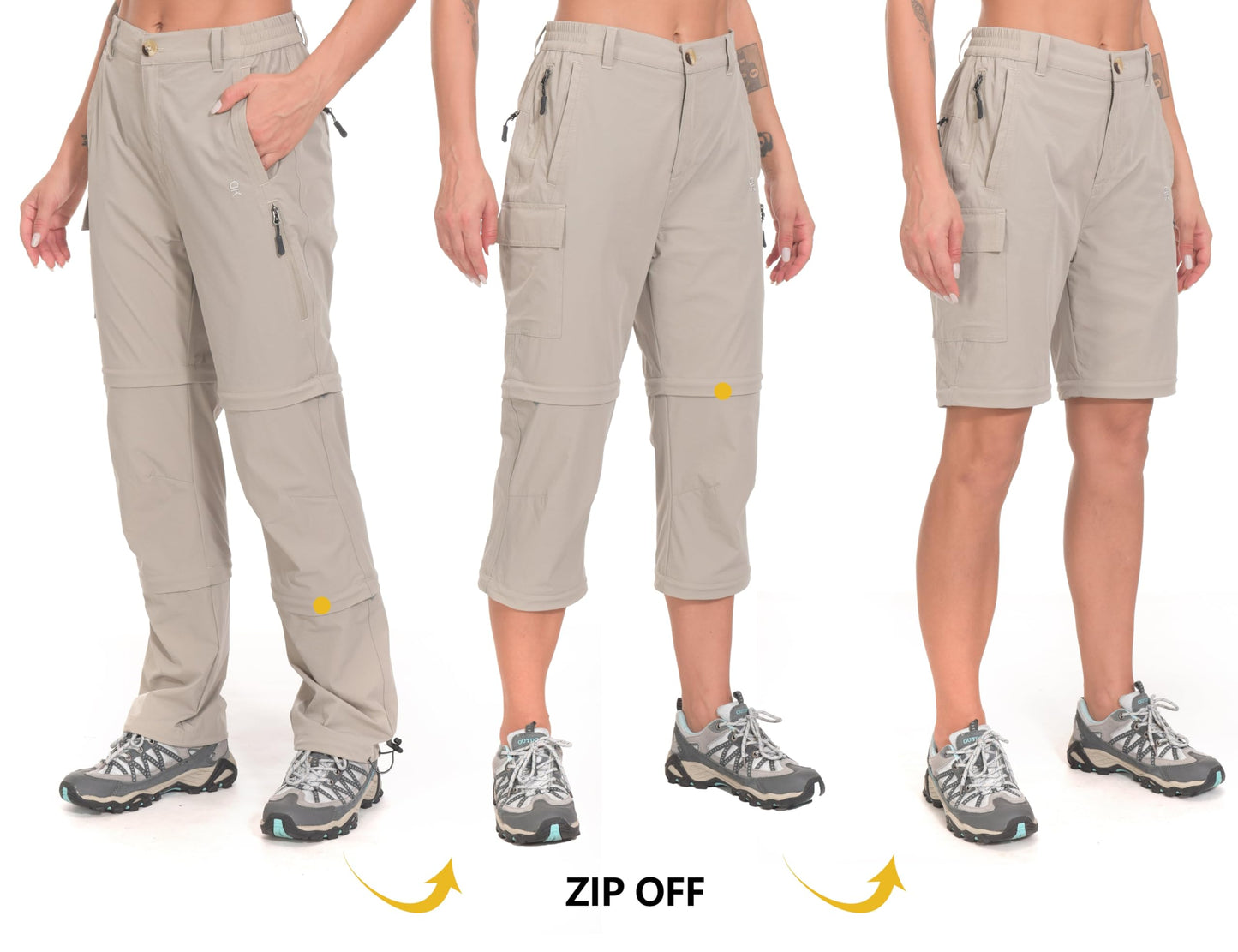 Little Donkey Andy Women's Convertible Zip Off Hiking Pants Khaki Size XXL