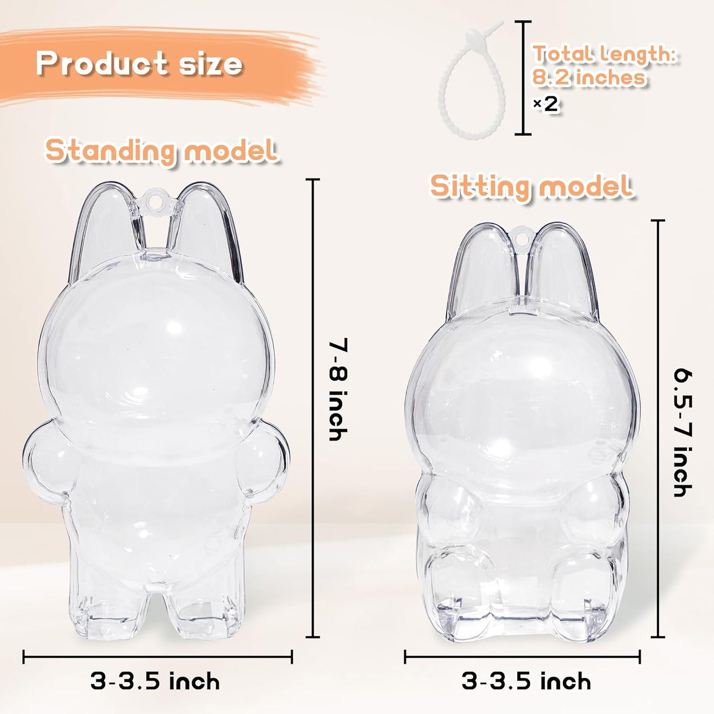 1PCS Protective Case Compatible with LABU The Monsters Exciting Macaron - Clear Plastic Box with Keychain & Anti-Loss Silicone Strap,Plastic Clear Display Box(No Doll Included,17CM)