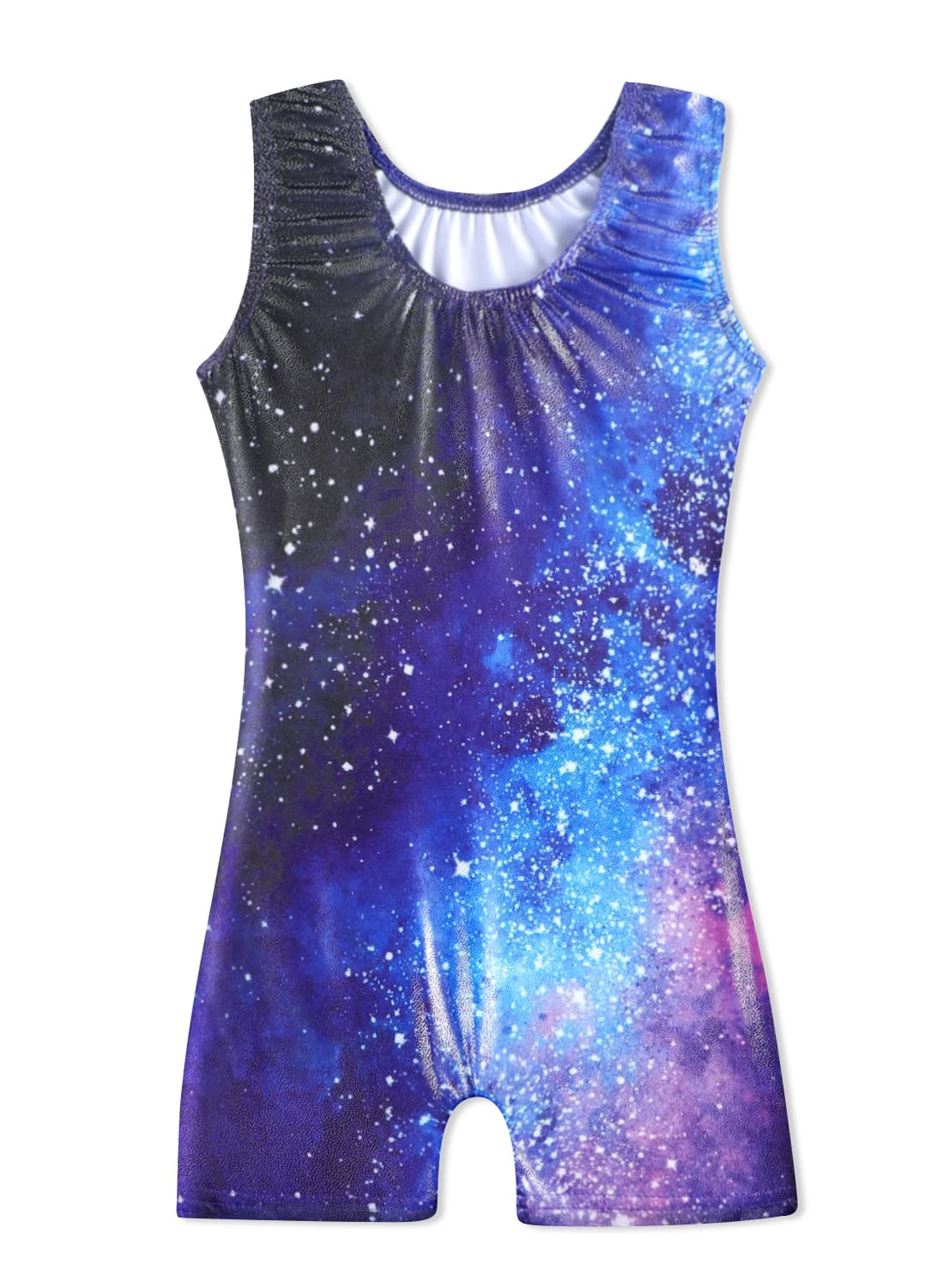 HOZIY Galaxy Leotard for Girls Gymnastics Size 6-7 Year Old 6/7 Kids Bike Shorts Biketard Milky Way Purple Navy Blue Hot Pink Tumbling Outfits Sparkle Dance Clothes
