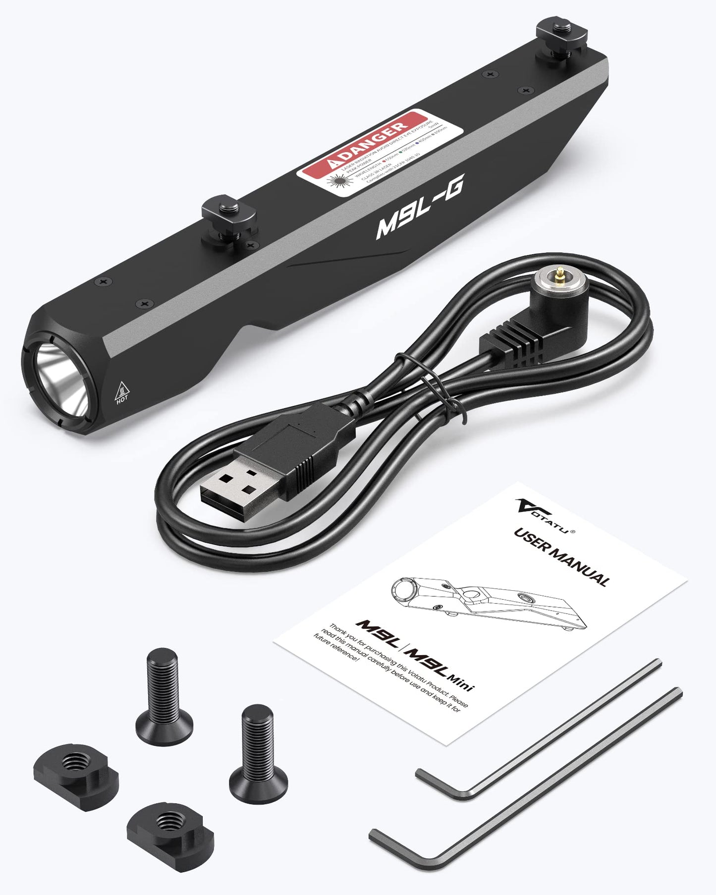 Votatu M9L-G 1600 Lumens Light Laser Combo Compatible with M-Lok Rail Surface, Tactical Flashlight and Green Laser Sight for Rifle, Strobe Function, Magnetic Rechargeable,IIIA Class Laser Output ≤5mw