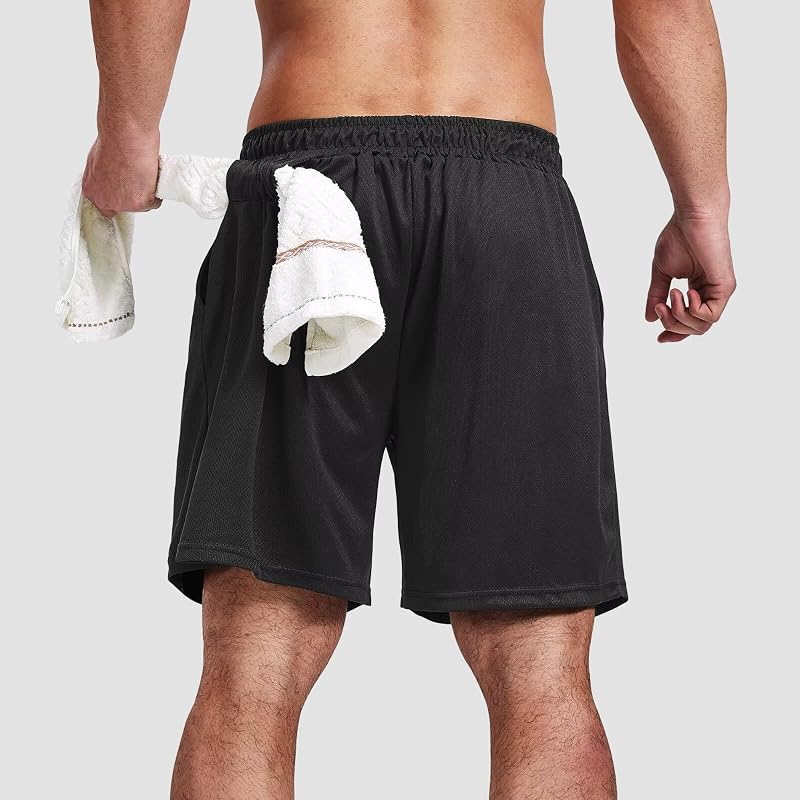 5-Pack 7-Inch Men’s Gym Shorts with Pockets - Quick-Dry, Moisture-Wicking, Drawstring