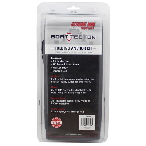 Extreme Max 3006.6548 BoatTector Complete Grapnel Anchor Kit for Small Boats, Kayaks, PWC, Jet Ski, Paddle Boards, etc. - 3.5 lbs.
