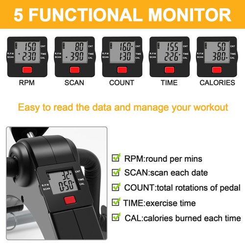 Folding mini Exercise Bike Portable Pedal Exerciser Desk Bike with LCD Displays for Arms and Legs Low Impact Exercise (GRAY)