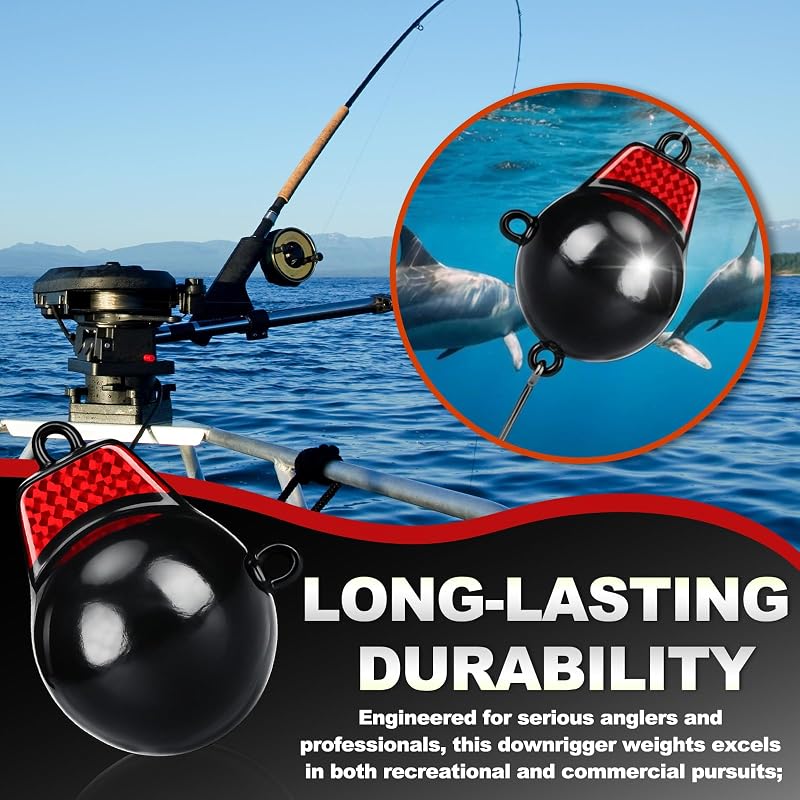 8 lb Downrigger Ball Weight with Keel — Cast Iron, Vinyl-Coated for Smooth Trolling (Variation: 1+8 lb)