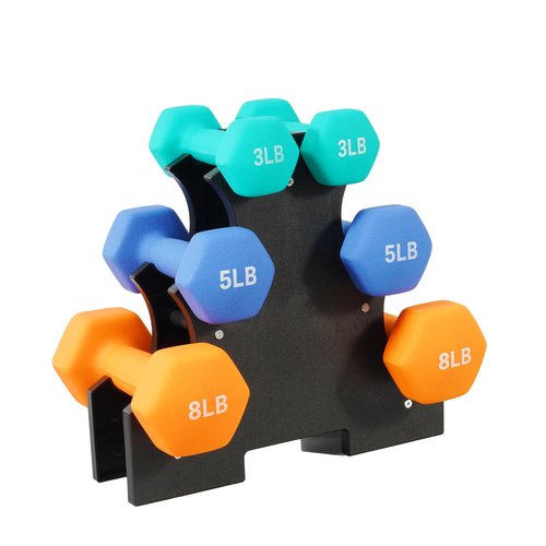 Fitvids Neoprene Dumbbell Set with Rack, 3/5/8LB Pairs, 32LB Set with Rack